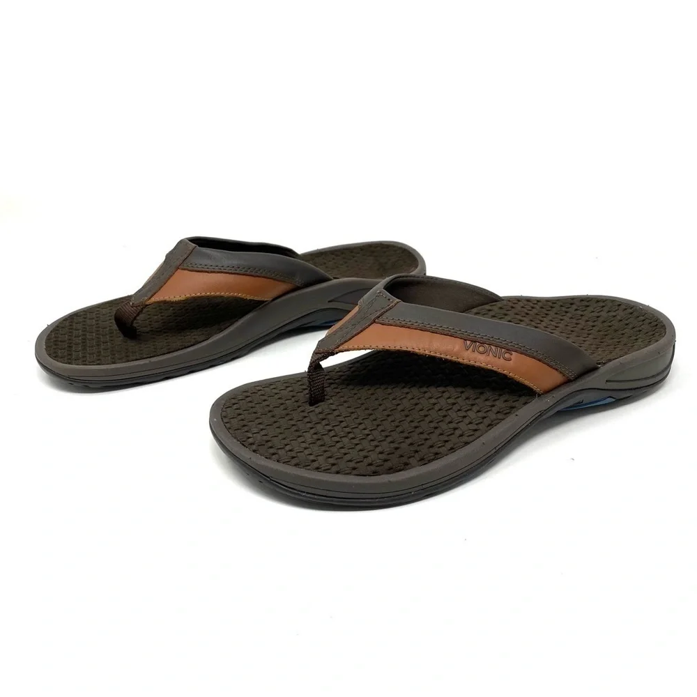 VIONIC JOEL: TOE POST SANDAL chocolate/tan